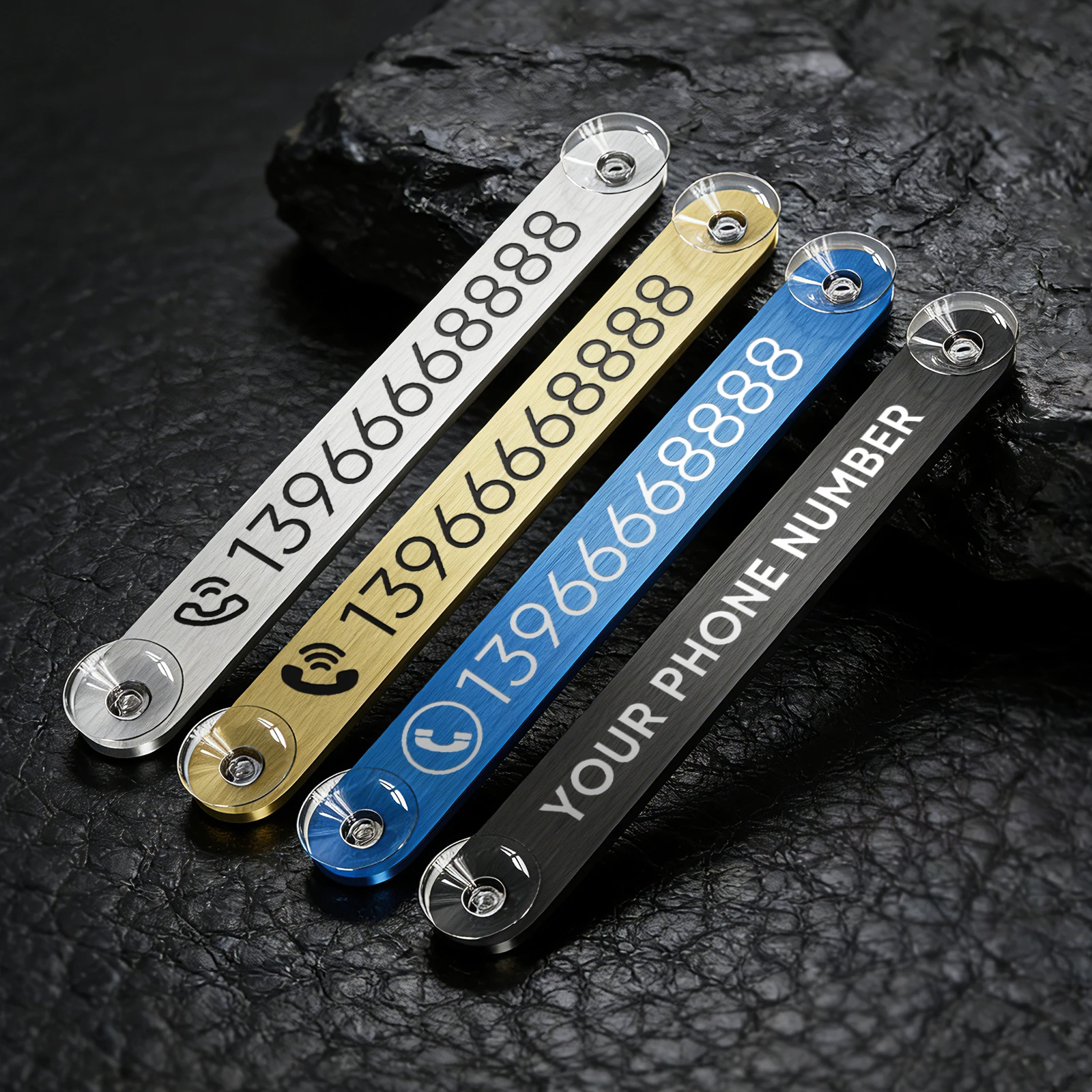 Free Engraving Customized Car Temporary Parking Card Phone Number Plate Suckers Telephone Number Front Parking Assist Universal