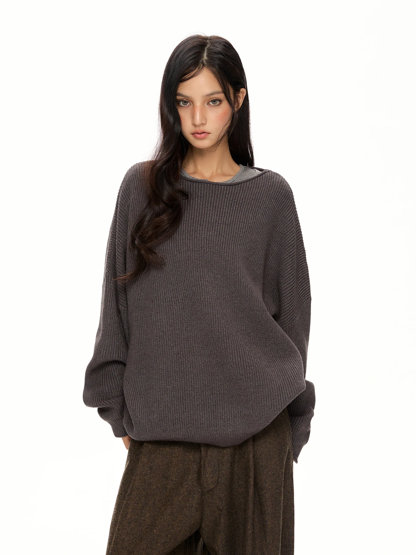 

НДС американский ленивый свободный повседневный вязаный свитер женская верхняя одежда осенний длинный свек удобный теплый цвет