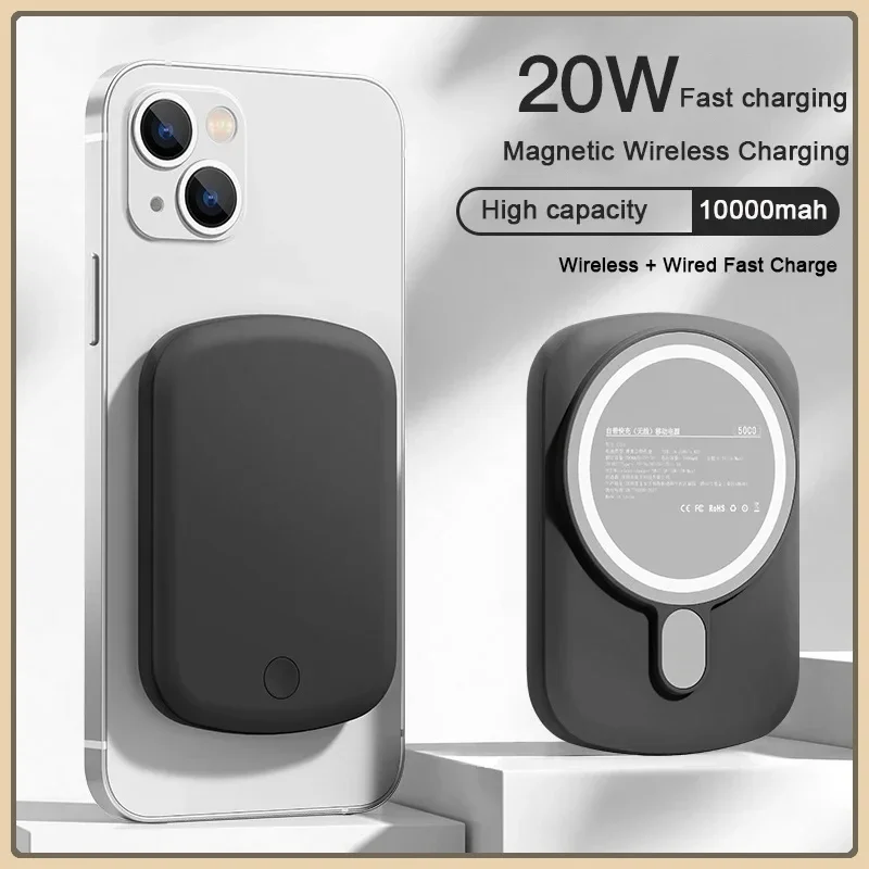 

10000mAh Mini Magnetic Wireless Power Bank Portable Powerbank Type C Fast Charger for iPhone 15 14 13 12 Pro Xiaomi 14 Magsafe