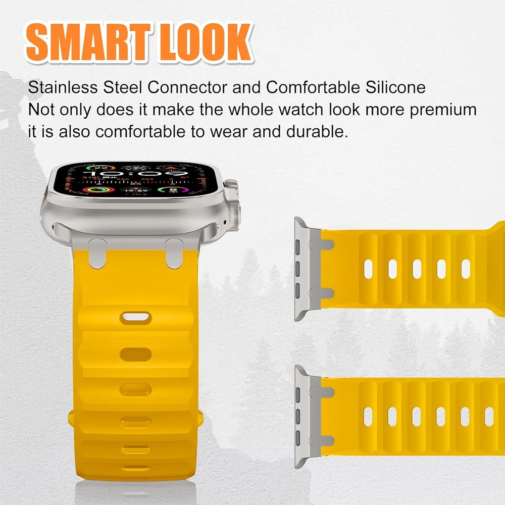 Металлические + силиконовые ремешки для Apple Watch Ultra 2 Band 49 мм 45 мм 44 мм 42 мм Спортивный браслет correa iwatch Series 10 9 8 7 6 SE 5 4