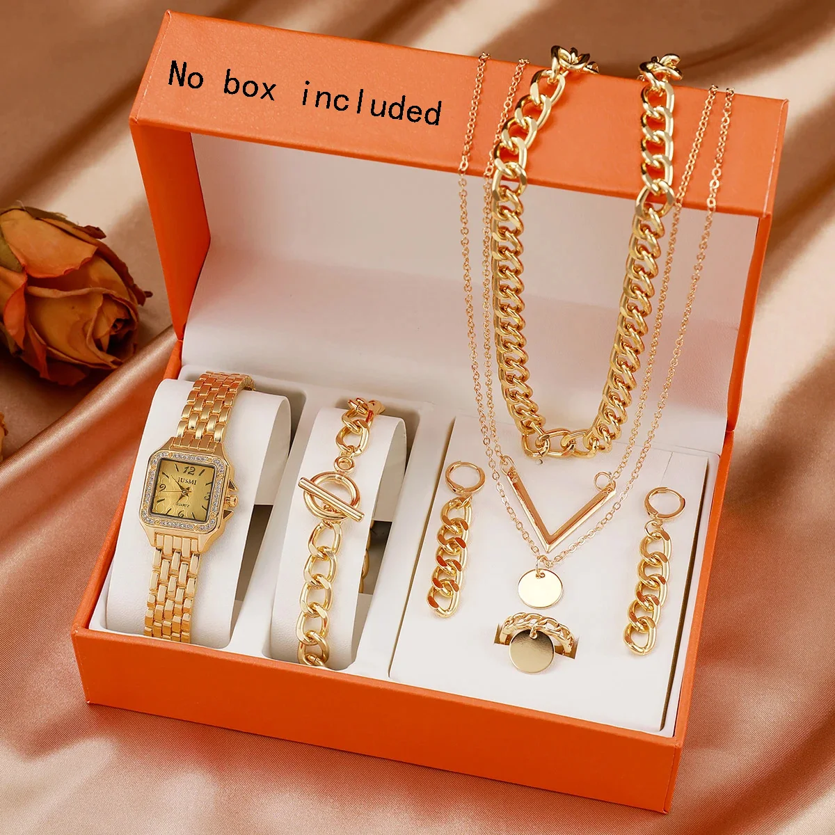 

Винтажный легкий роскошный комплект часов, женские кварцевые часы, ожерелье, браслет, серьги, комплект из 8 предметов, модный рождественский подарок High Sense