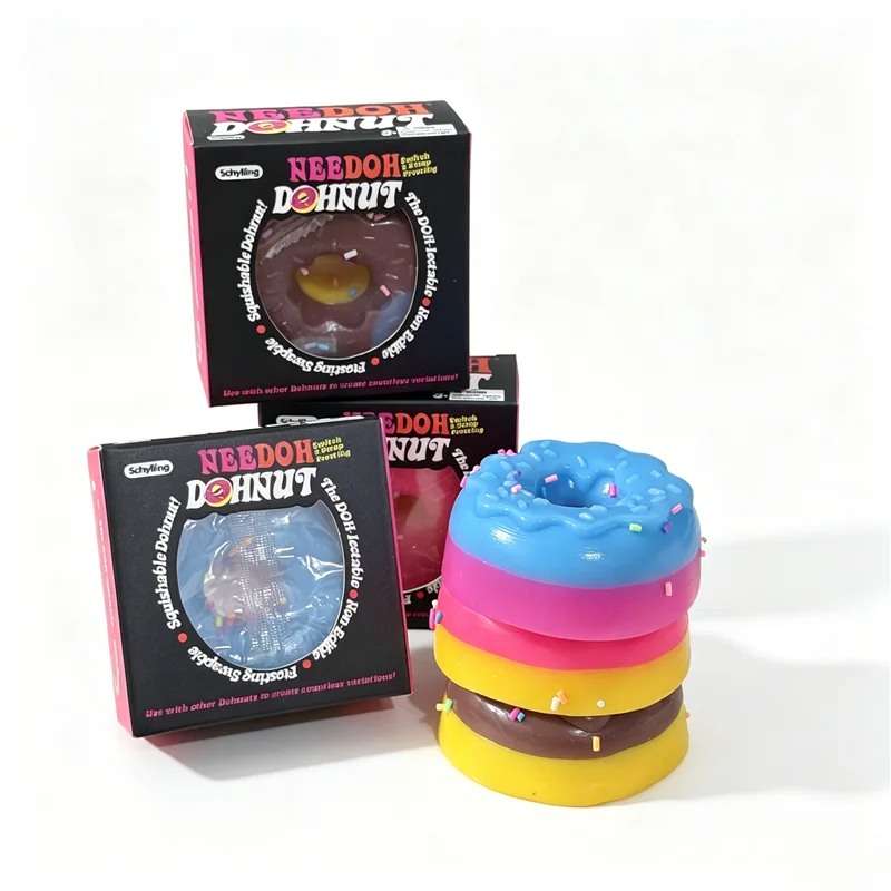 Needoh Dohnut Frosting Swapple Donut Squis Fidget Relief Sensory Squeeze Toy Non-toxic Stretch Relax Calming Comfort Toy Gift