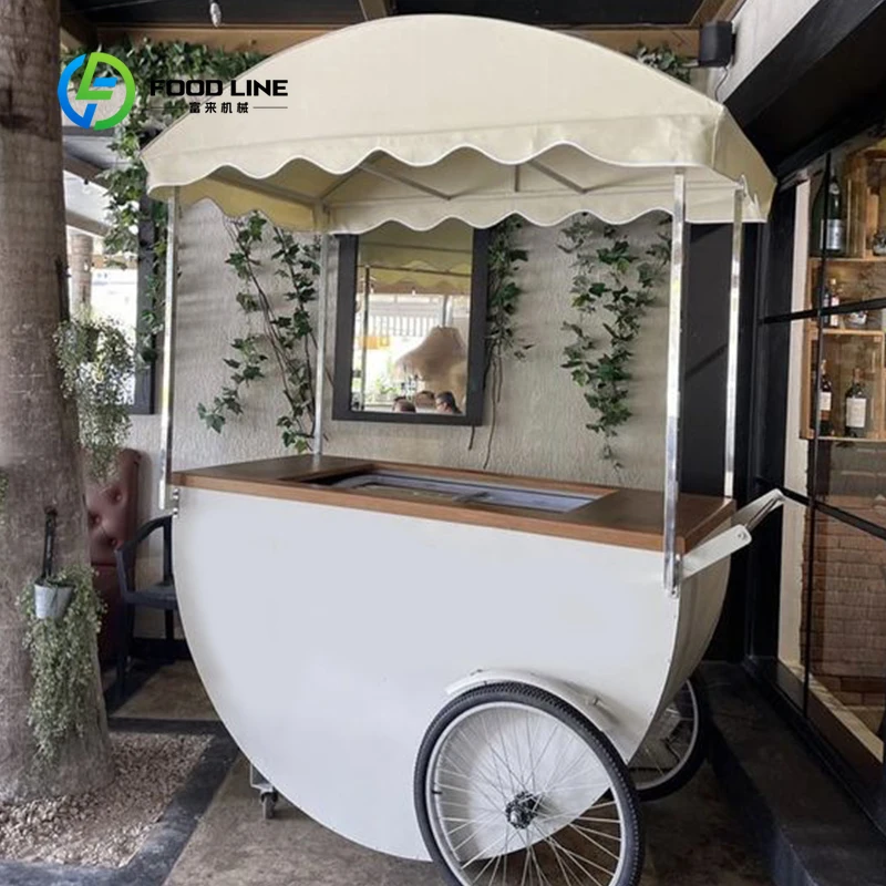 

Customized Factory Price Electric Mobile Ice Cream Cart Shop Drink Cart for Sale Hand-pushed design Food-grade stainless steel