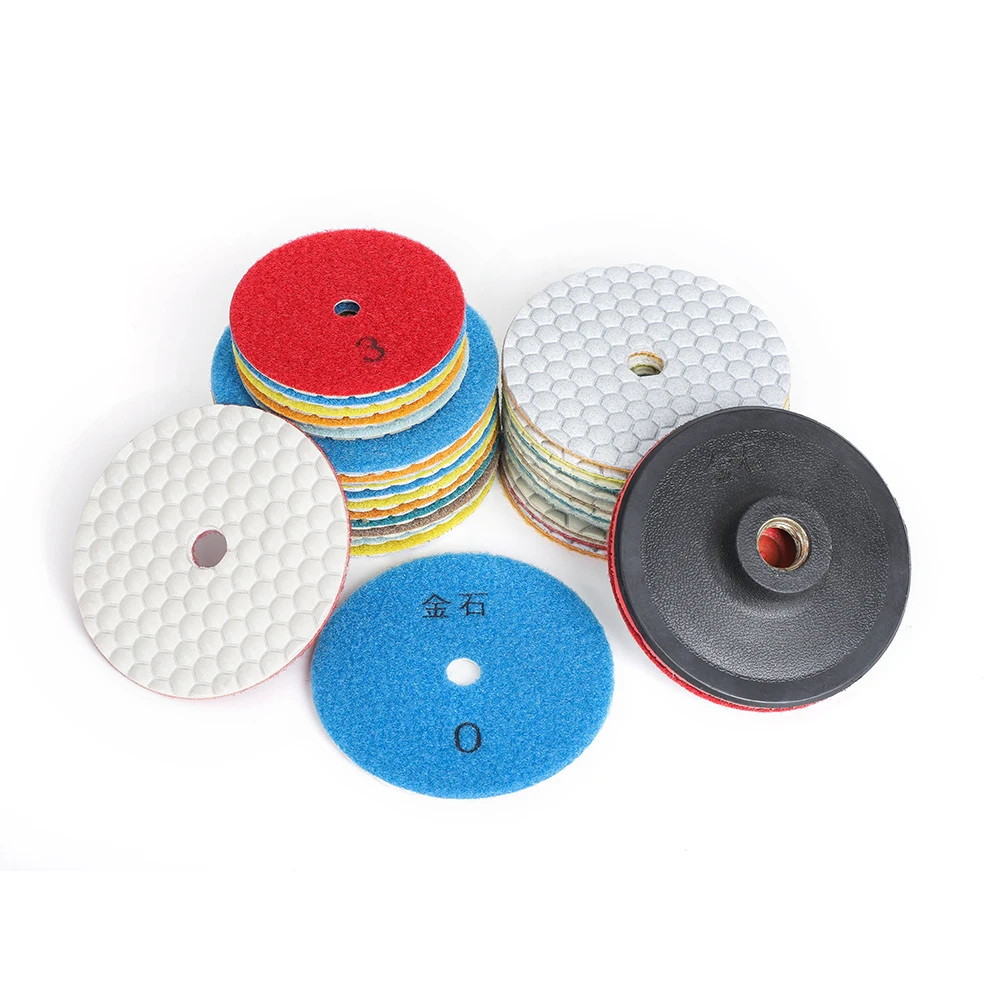 7 Pieces 4 inch 100mm A Grade Dry Polishing Pad Sharp Type Flexible Diamond Polishing Pad For Granite Marble Stone Sanding Disc