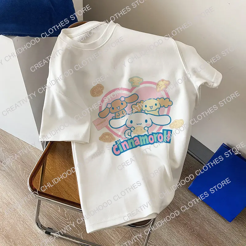 Cinnamoroll T-shirt Sanrio Women Anime Cotton T Shirt Kawaii Cartoons Casual Clothes Fashion Young Girl Unisex Streetwear Tops