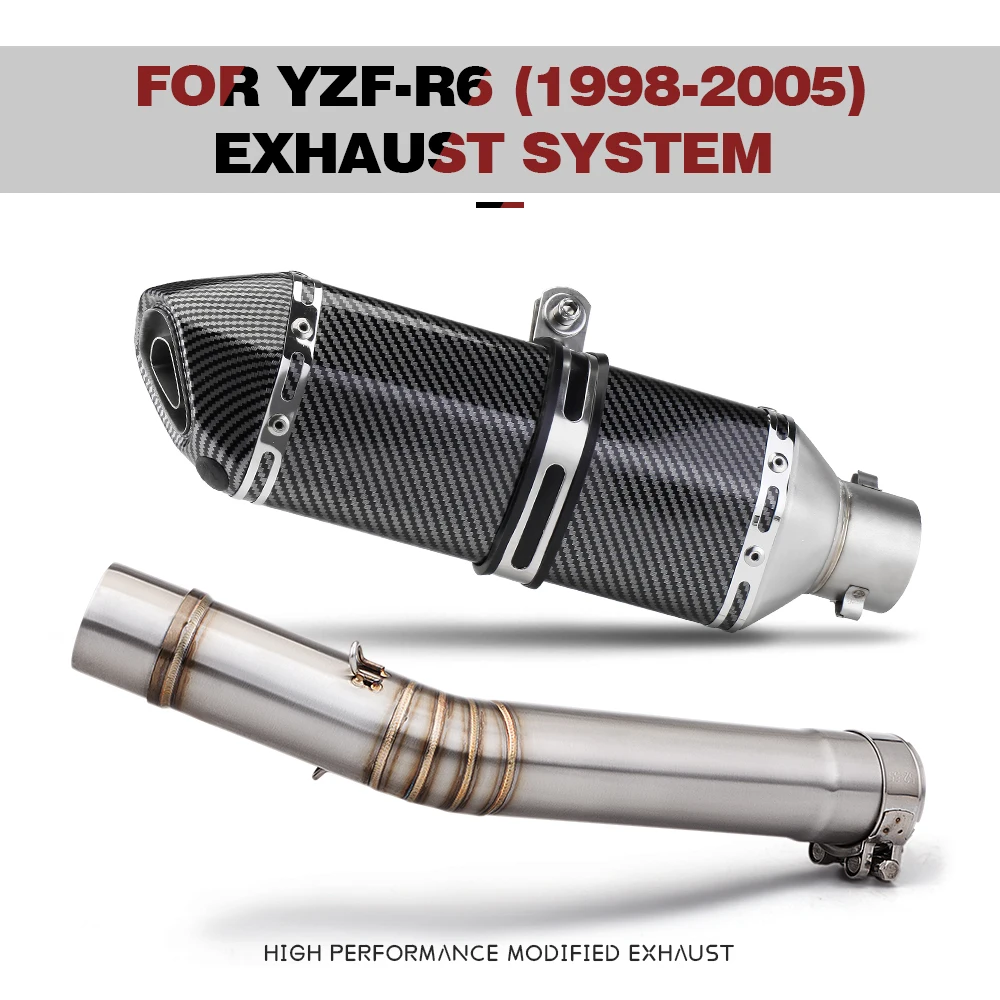 

For YZF R6 Motorcycle Exhaust Escape Mid link pipe Moto Muffler Connect 1998 1999 2000 2001 2002 2003 2004 2005