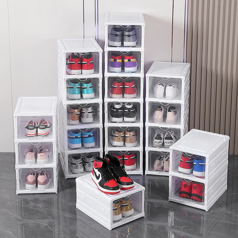 

Shoe Box Storage Box Transparent Home Plastic Shoe Cabinet Drawer Style Foldable Space Saving Artifact Shoe Storage Rack