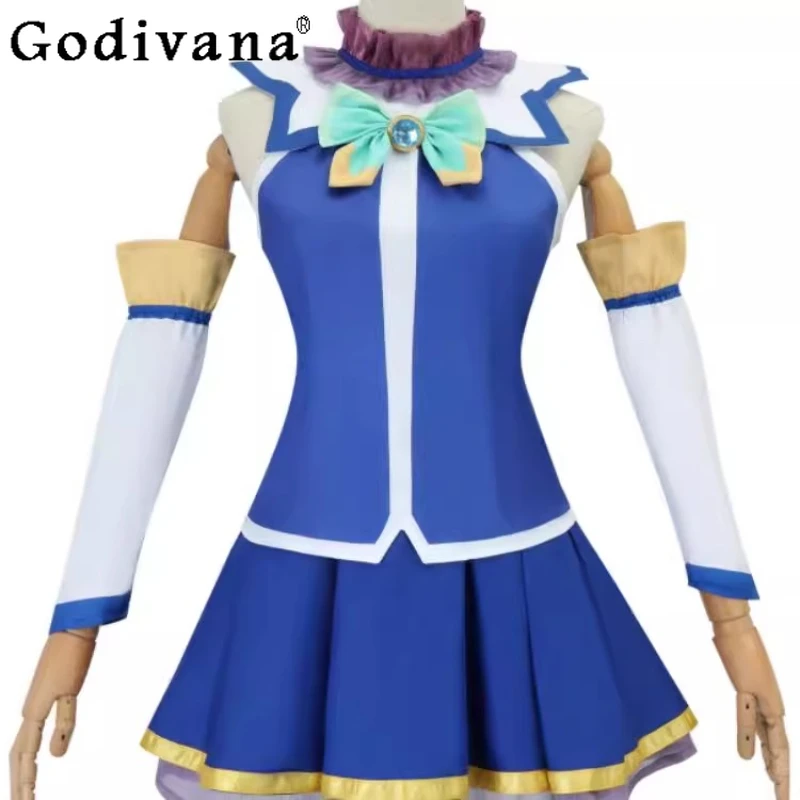 زي تنكري على طراز الكلية للنساء بدون أكمام زي مدرسي للحفلات التنورة النسائية باللون الأزرق وتتسابق تنورة صغيرة