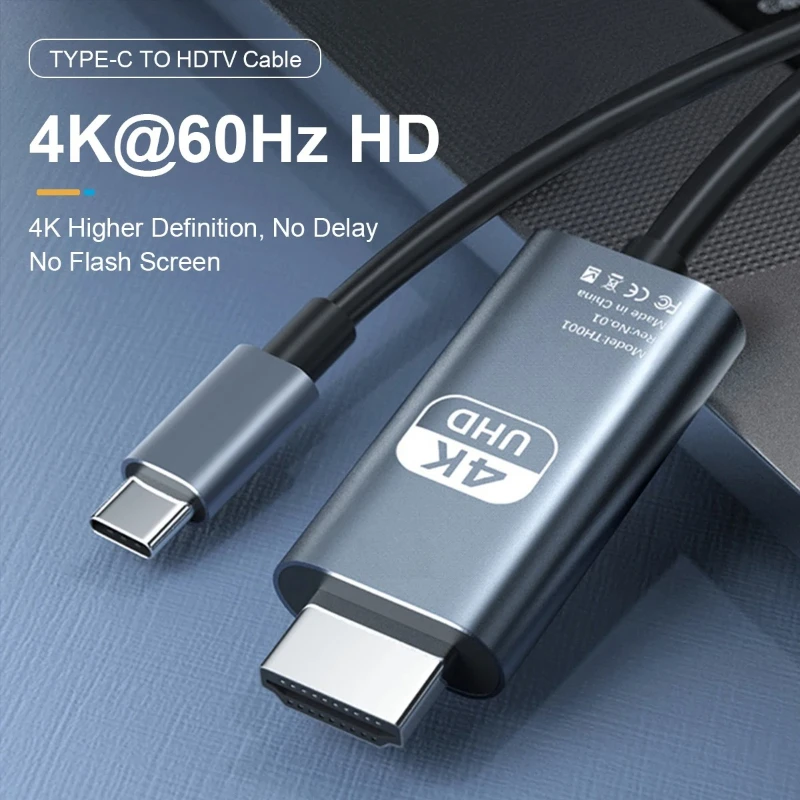 4K 60Hz USB C to HDMI Cable HDMI Compatible HDTV TV Adapter Converter Type C for Phone Tablet Laptop