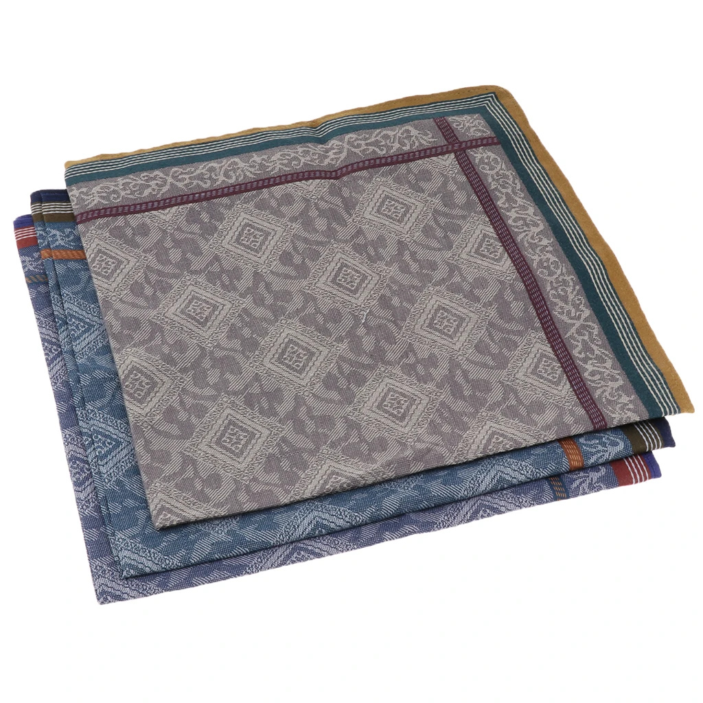 

Pack of 3 Pure Cotton Jacquard Plaid Hankie Handkerchiefs Pocket Square