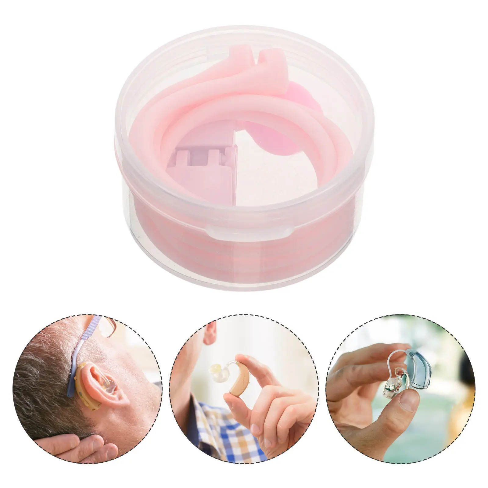 Hearing Aid Safety Lanyard Pink Anti-Lost Strap Clip for Behind-The-Ear Devices Seniors Comfortable Adjustable Hearing Aid