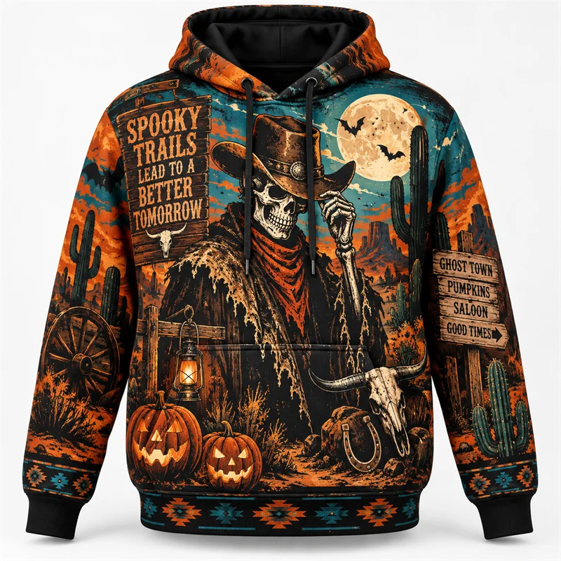 Halloween Hoodie 2026 Trendy 3D Print Cute Gothic Streetwear Oversized Pullover Ghost Pumpkin Skull Cat Casual Unisex