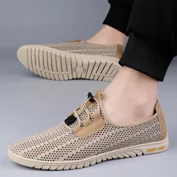 Mesh Hollow Men Loafers 2023 Summer New Lightweight and Breathable Men's Casual Shoes Outdoor Fashionable Flat Walking Shoes