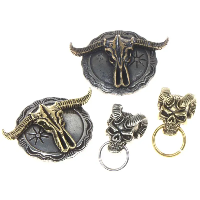 Totenkopf-Design Kupfer-Schraubverschluss Concho im Vintage-Stil Lederhandwerkszubehör für Western-Stiefel, Gürteldekoration und DIY-Projekte – Detail 7