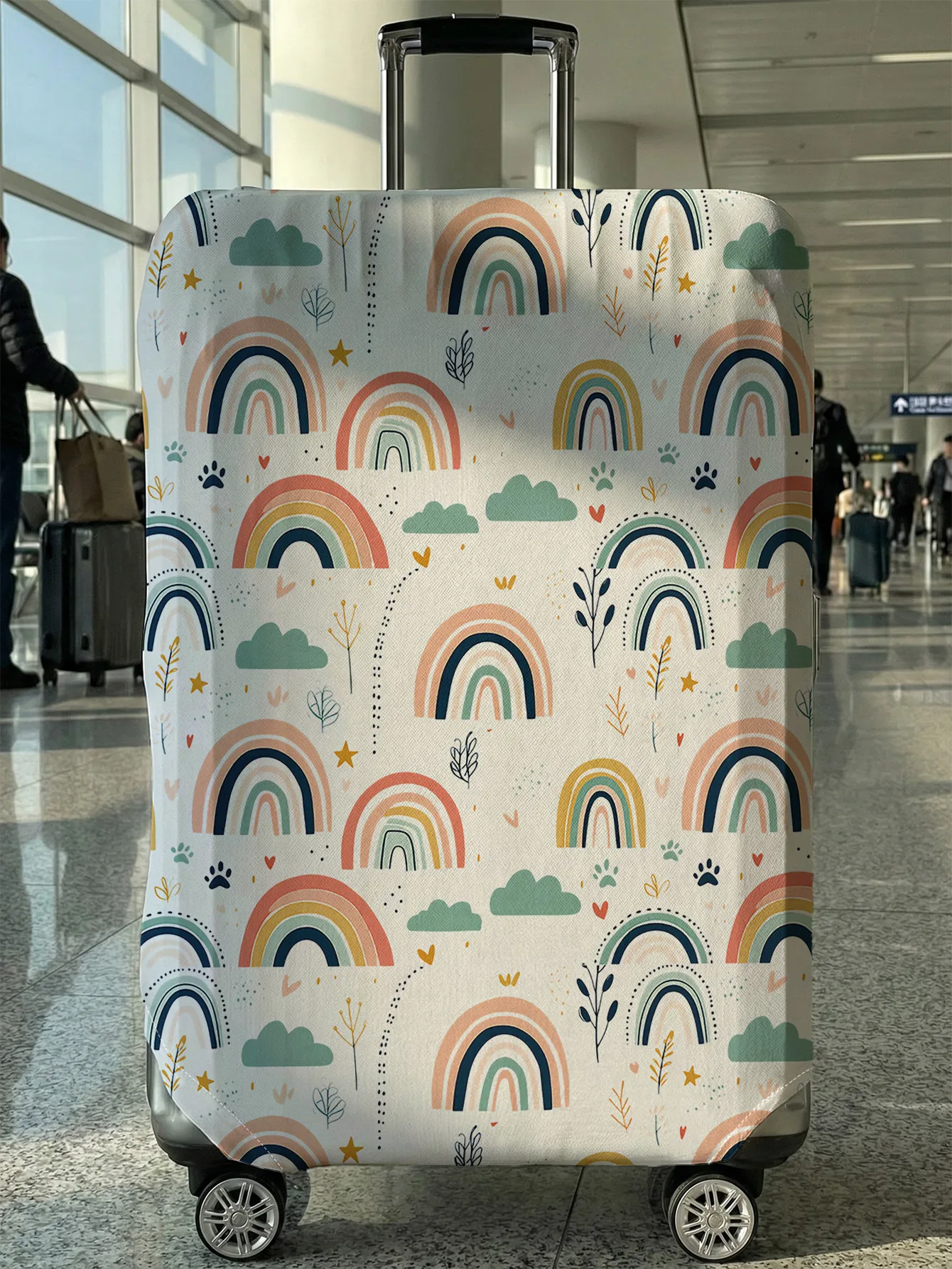 

Cartoon Rainbow Cloud Pet Paw Print Luggage Cover, Suitable for 18-32 Inch Luggage Cover, Luggage Handle Glove, Travel Accessori