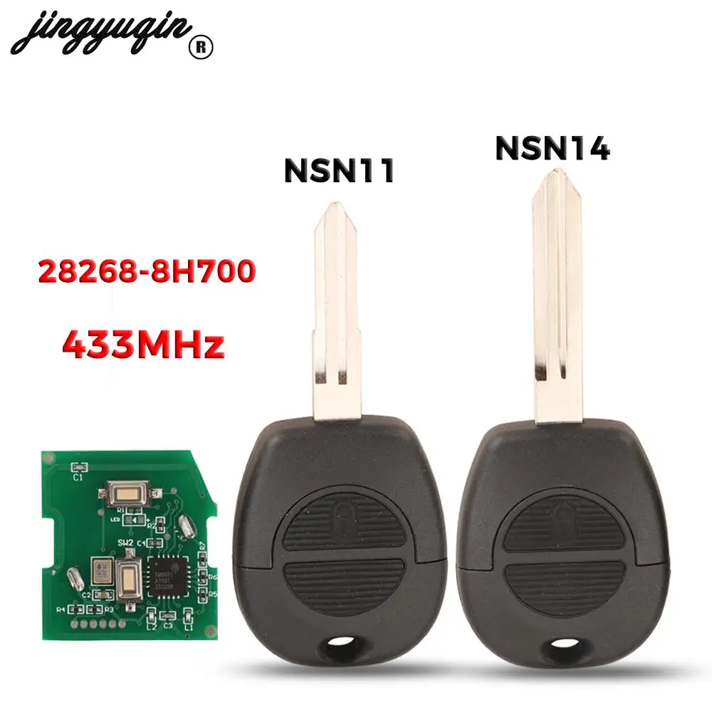 

jingyuqin 28268-8H700 433MHz For Nissan Patrol Navara X-Trail Serena Primera Micra Almera No Chip 2BT Control Remote Car Key Fob