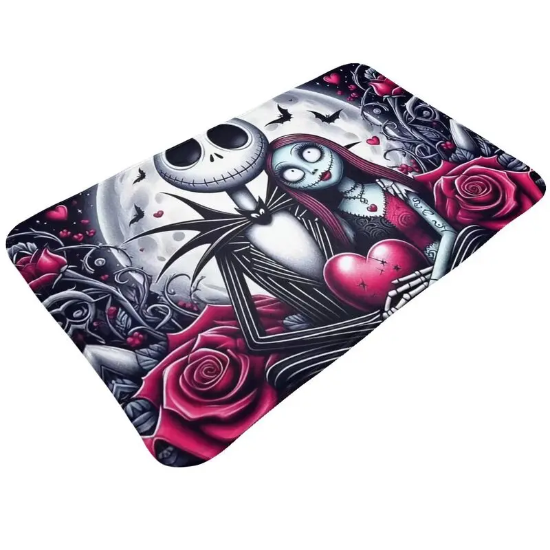 Custom Nightmare Before Christmas Floor Door Kitchen Bath Mats Anti-Slip Indoor Jack Skellington Sally Doormat Carpet Footpad