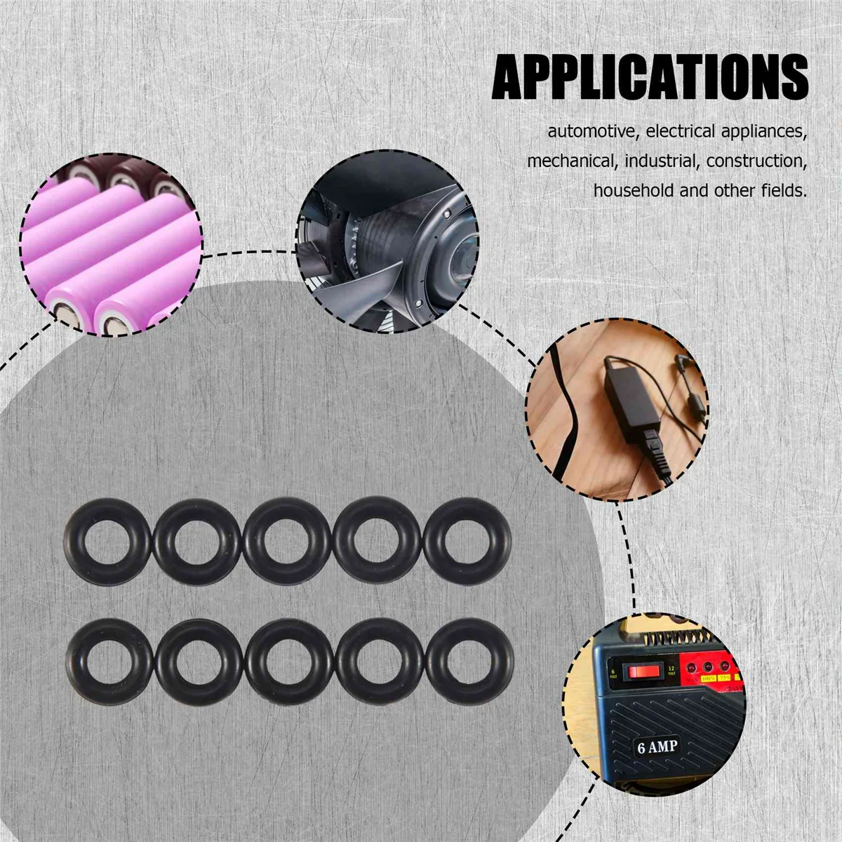 A62X 10 pezzi Paraolio in gomma nera Anelli a forma di O Rondelle di tenuta 8 x 4 x 2 mm