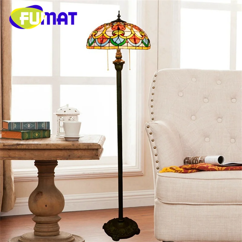 

Креативная стеклянная Напольная Лампа FUMAT Tiffany, 16 дюймов, арт-деко, гостиная, столовая, спальня, прикроватная стоячая лампа в стиле ретро