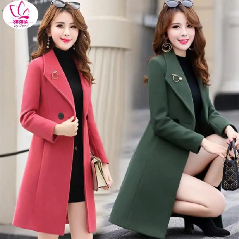 Korean Version of Slim and Thin Mid-Length Woolen Coat Women's Autumn and Winter Lady New Large Size Trendable Woolen Coat y2k