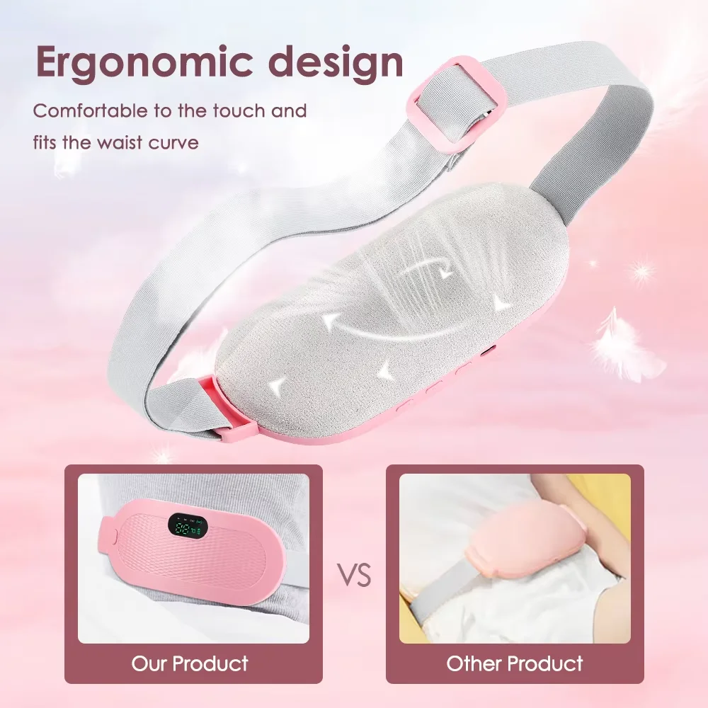 Electric Menstrual Period Massager Heating Massage Pad Belt for Female Waist Abdominal Lumbar Warm Belt Massage Device Vibration