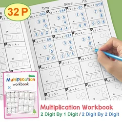 32 Pages Child 2 Digit Math Multiplication Exercise Book Math Arithmetic Practice Workbook for Grade 3-5 of Primary School