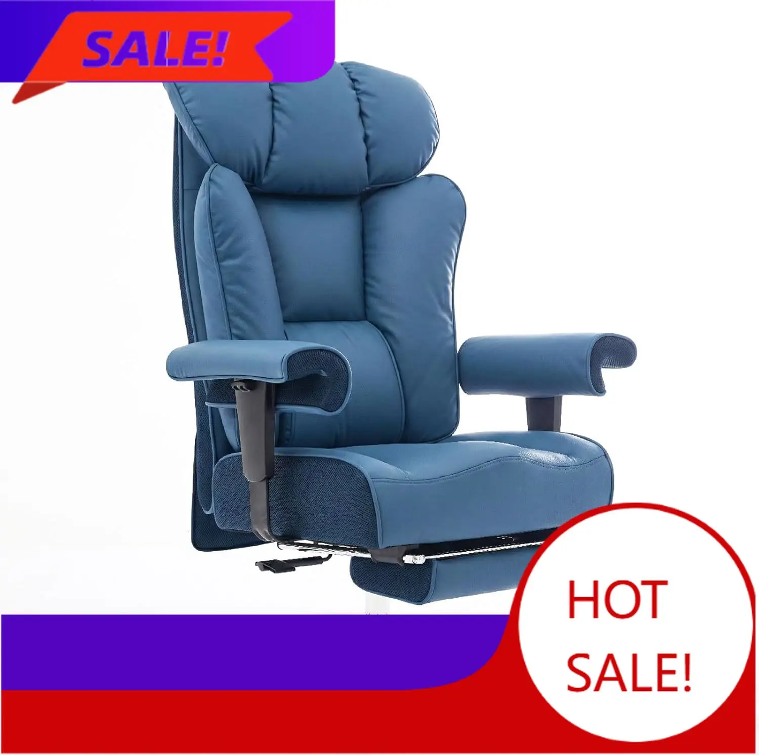 

Эргономичное офисное кресло 450LBS с подставкой для ног, высокое кресло руководителя из искусственной кожи для крупных и высоких людей с регулируемыми мягкими подлокотниками