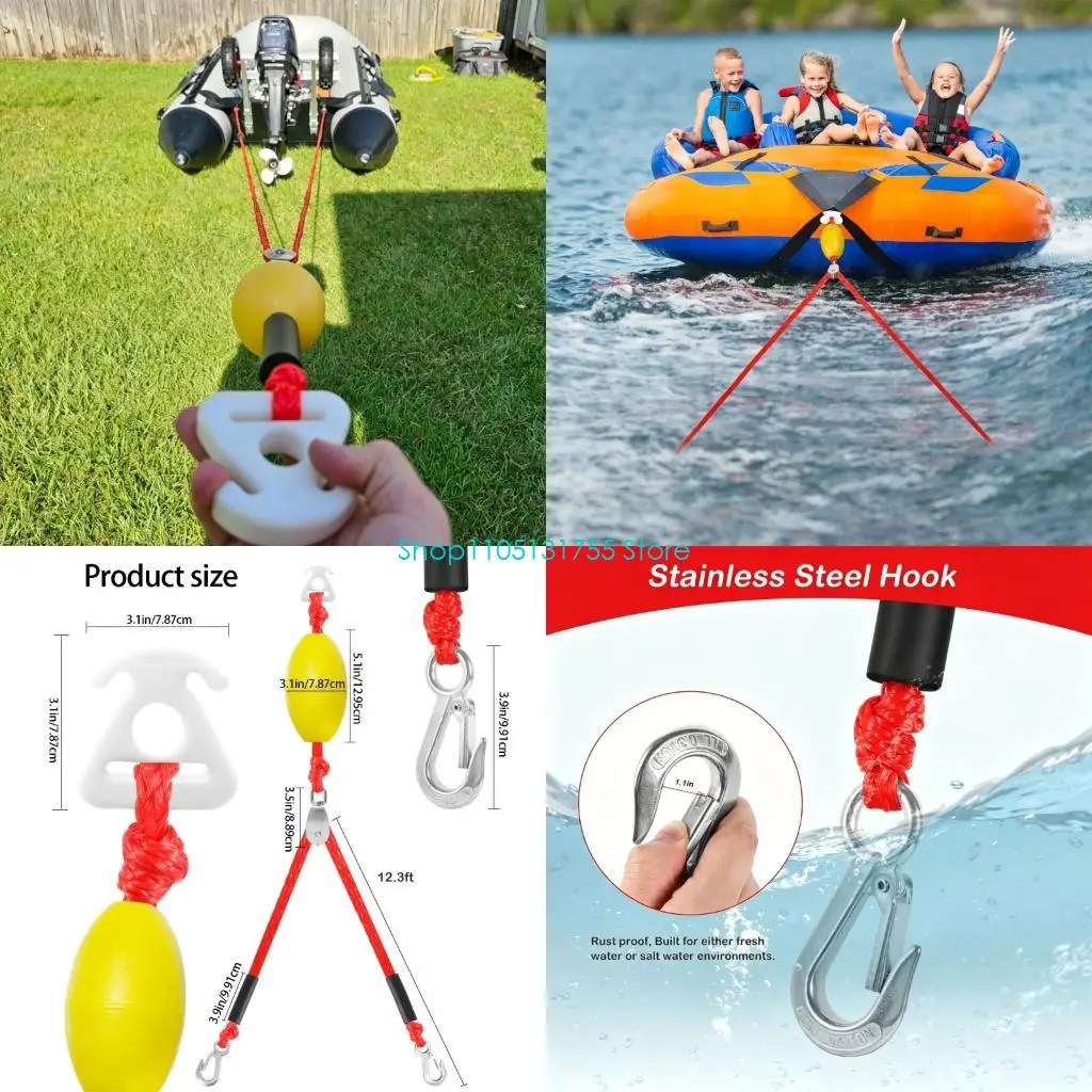 

K0EF 24Ft Heavy Duties Water Ski Rope Pull Strap Features Double Hook And PVC Adjuste