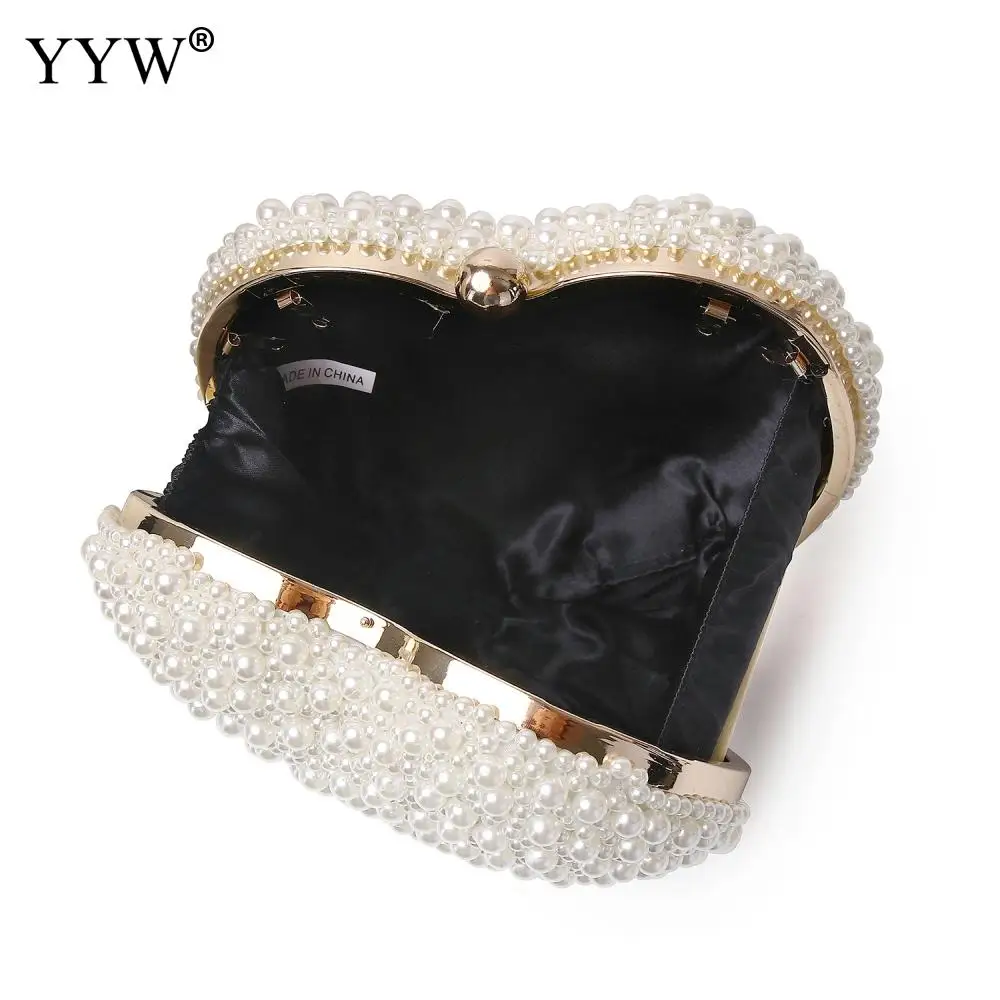 Luxury Crystal Evening Clutch Bag Lady Elegant Wedding Purse New Women Heart-Shaped Beaded Handbags Party Dinner Crossbody Bag