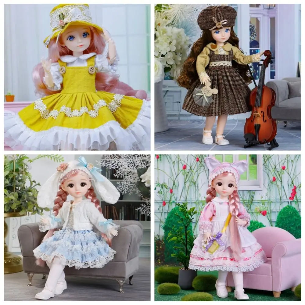 BJD Boneca com roupas e sapatos, roupas delicadas, brinquedos de bricolage, vestir-se, conjunto completo, 30cm, 1, 6, 7 pares de gestos