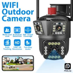 WiFi 6K 12MP PTZ IP Camera tre schermi 8X Zoom protezione di sicurezza movimento rilevamento umano Outdoor IP CCTV Survalance