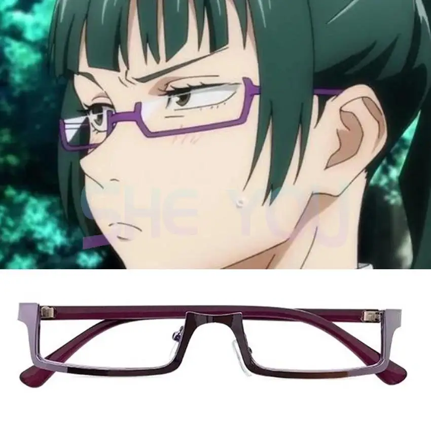 Maki Zenin Cosplay Glasses Purple Half Frame Eyeglasses Without Lens Anime Cosplay Props Accessories