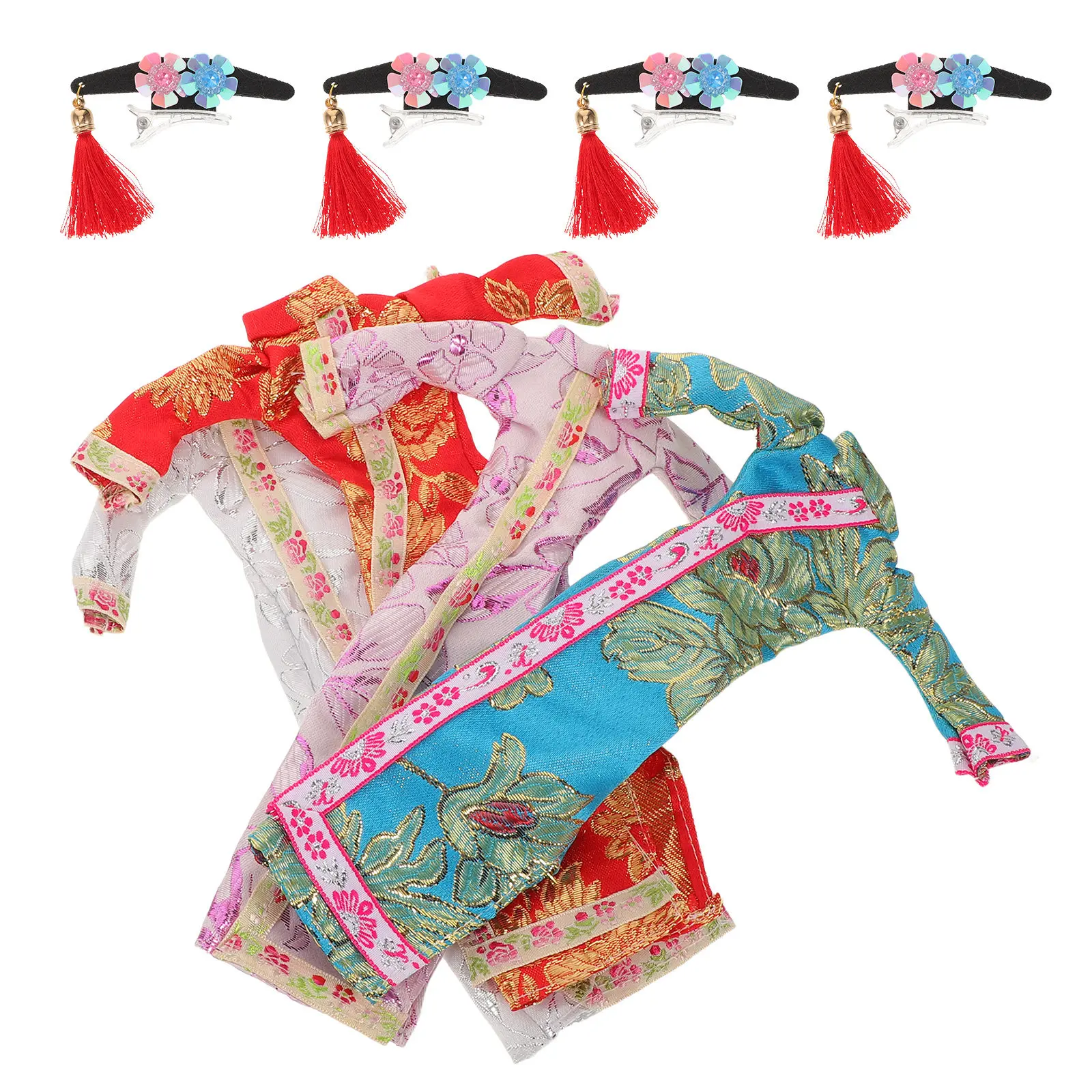 

4Sets Cheongsam Floral Dress Outfit Accessories for 30Cm Chinese Style Costume Decorative Clothing for Creative Play