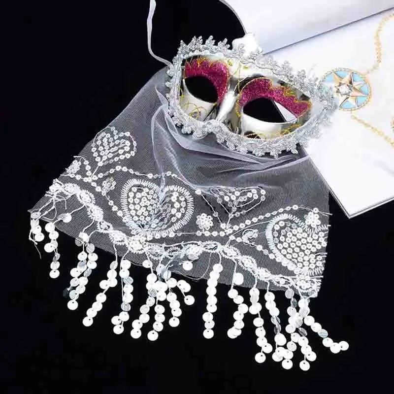 Tassel Veil Mystery Masquerade Mask Antiquity Photograph Props Show Dance Party Halloween Festival Decorations Accessories