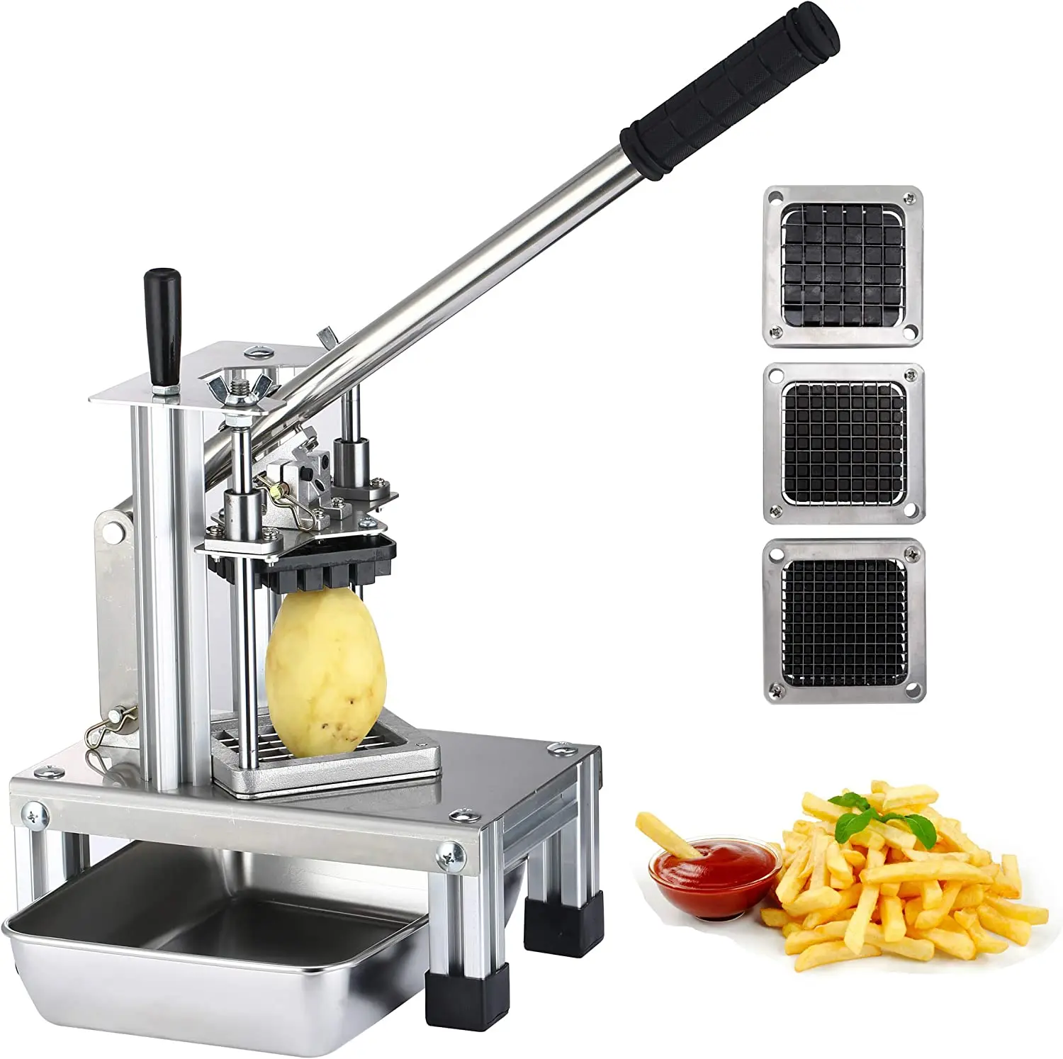 Commercial Grade Potato Slicer with Extended Handle and Food Plate Manual Slicer with 304 Stainless Steel Blade