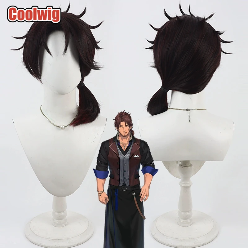 Coolwig Synthetic Hair Belmond Banderas Cosplay Wigs Virtual YouTuber Belmond Banderas 40cm Long Dark Brown Wig Heat Resistant