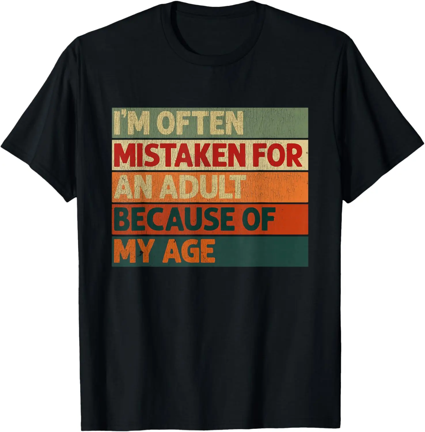 Camiseta divertida con la frase "A menudo me confunden con un adulto debido a mi edad", cómoda, humorística y divertida, una camiseta unisex de manga corta, transpirable, de secado rápido, que es un regalo perfecto.