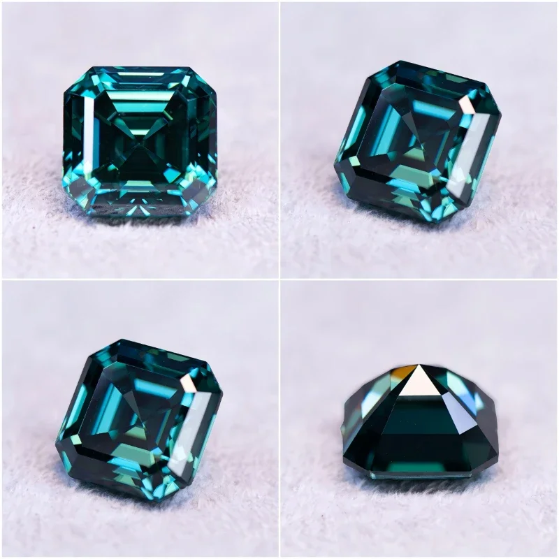 

Natural Green Moissanite Stone Asscher Cut With GRA Certificate Pass Diamonds Tester Gemstones For Charm Jewelry Diy Making