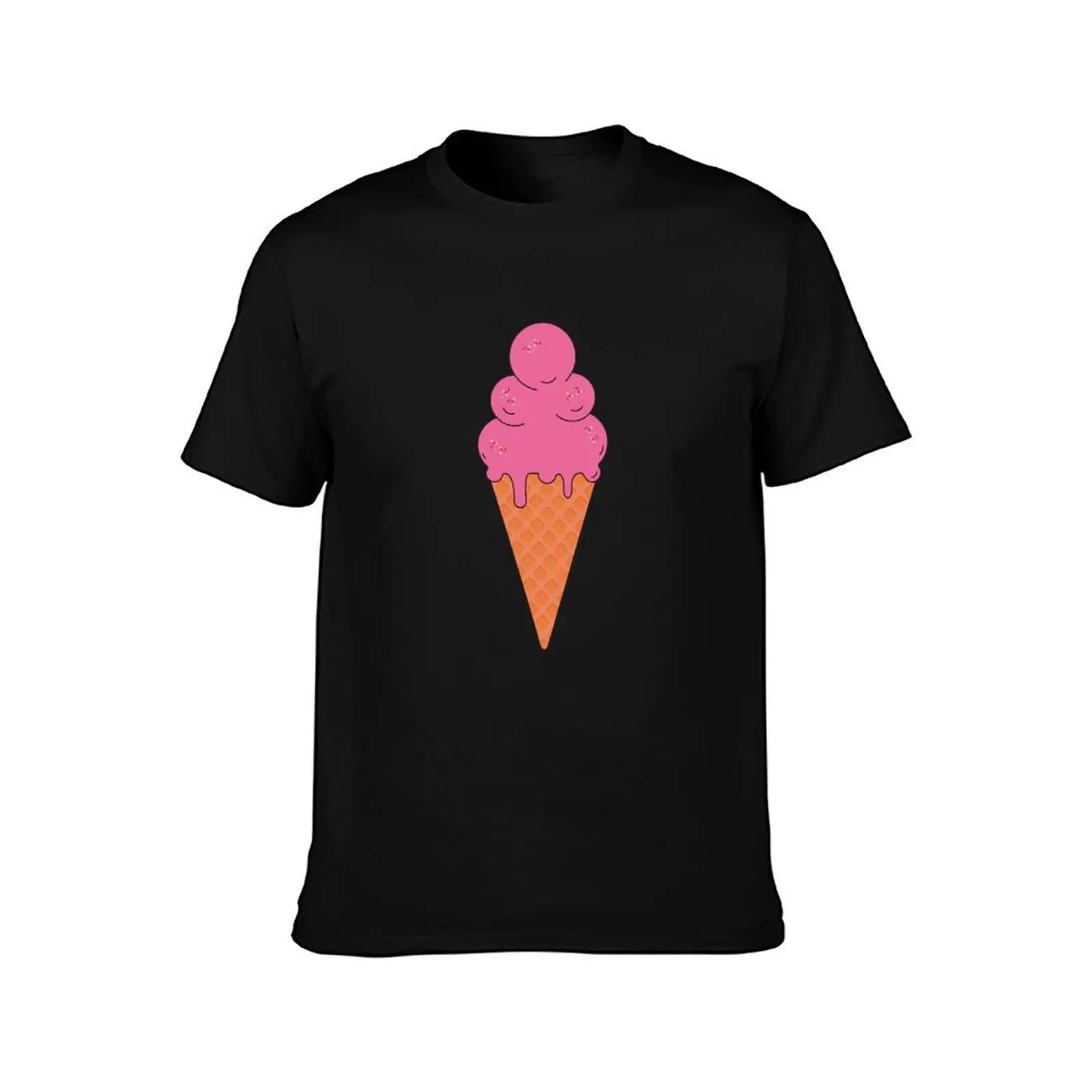 Triple ice cream cone strawberry T-Shirt Outdoor Work Short Sleeve Top T-Shirt