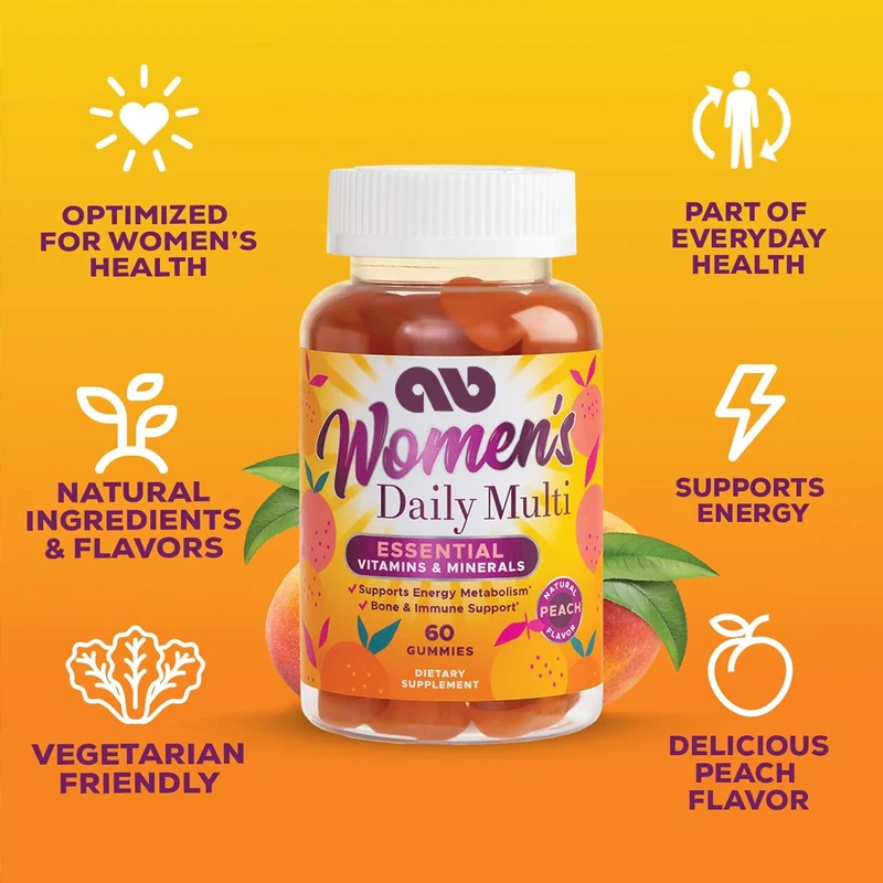 

Women's Complete Daily multivitamin gummies, immune health support, peach flavored daily vitamin -60 gummies