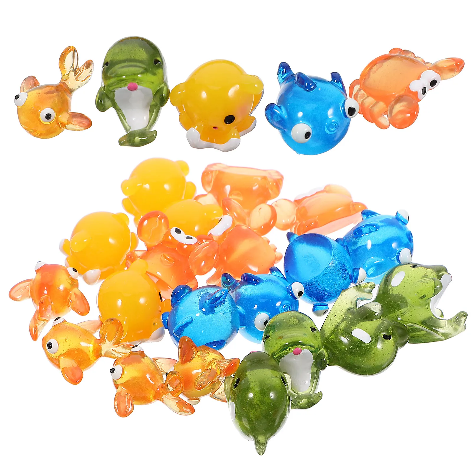 25Pcs Miniature Ocean Animal Resin Decor Adorable Sea Creature Figures for DIY Craft Aquarium Garden Landscape Photography Prop