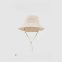 Women Bucket Hat Frayed Brim Sun Hat Summer UV Protection Fisherman Cap Outdoor Beach Travel Adjustable Wide Brim Visor Hat 2