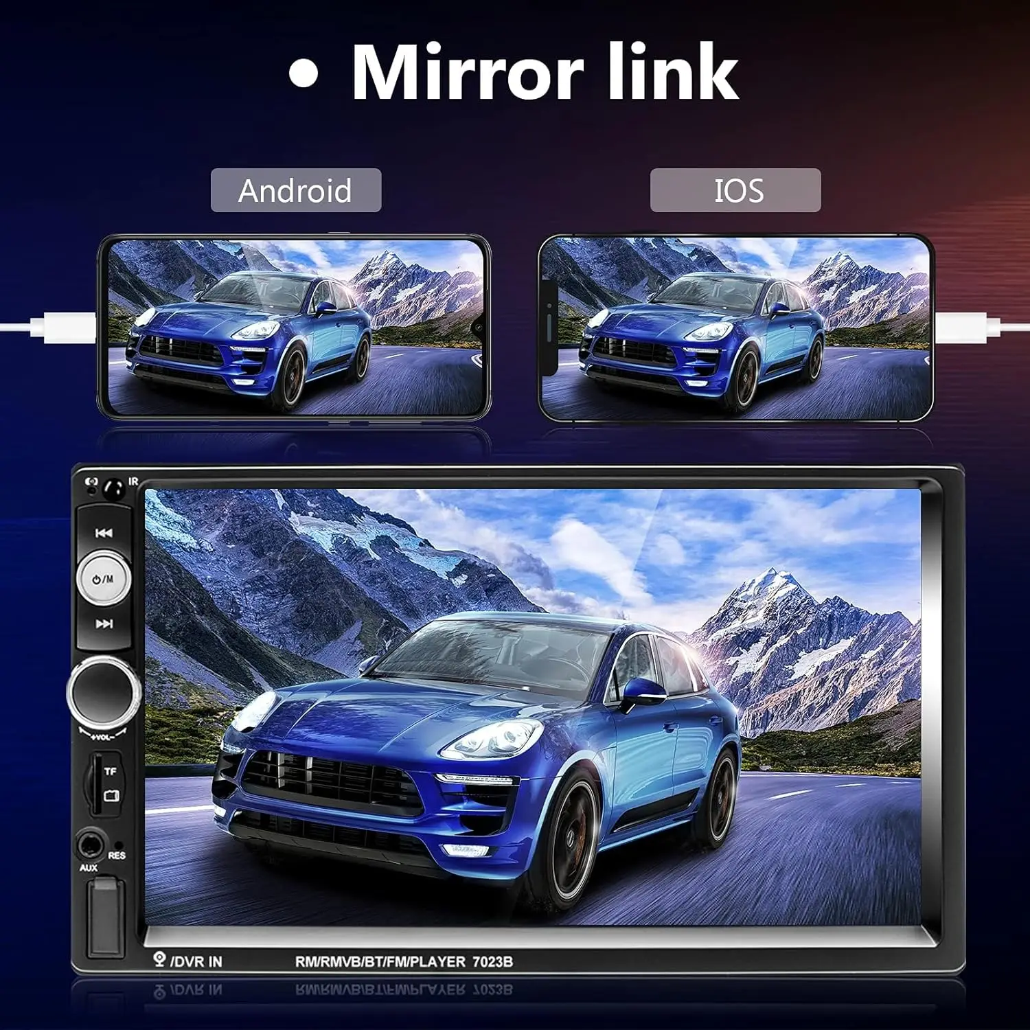 7-Inch MP5 Car Player, Touch Screen Car Radio,Wired Mirror Link,Wireless, Hands-Free Calls,FM Radio Support Mirror Link Aux USB