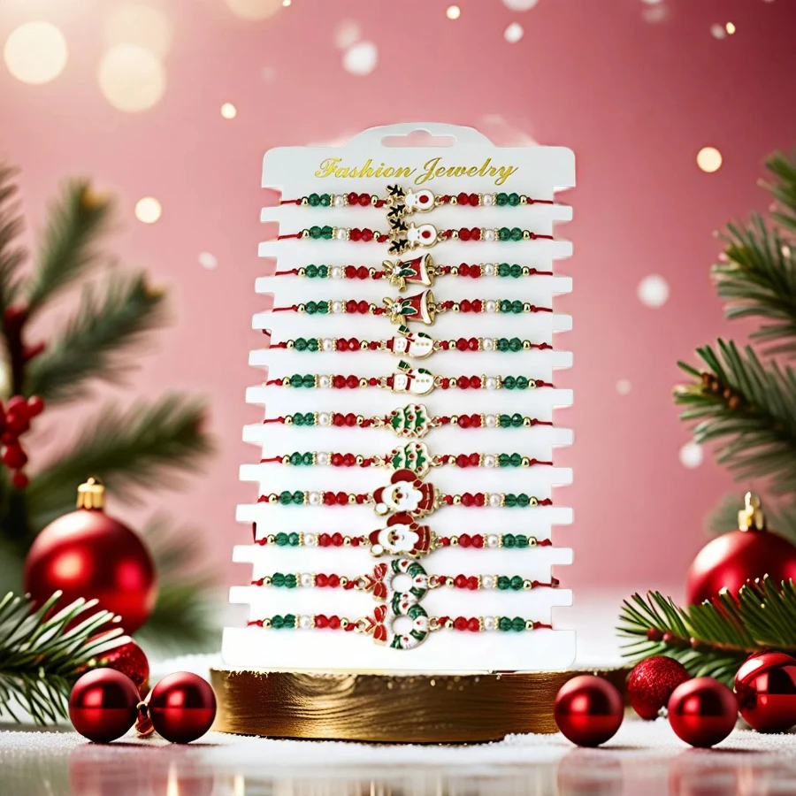 الاقتصادية 12 قطعة/دزينة عيد الميلاد سلسلة سلسلة سوار للجنسين قابل للتعديل عقدة عناصر المهرجان سوار مجوهرات الصداقة الطرف #1