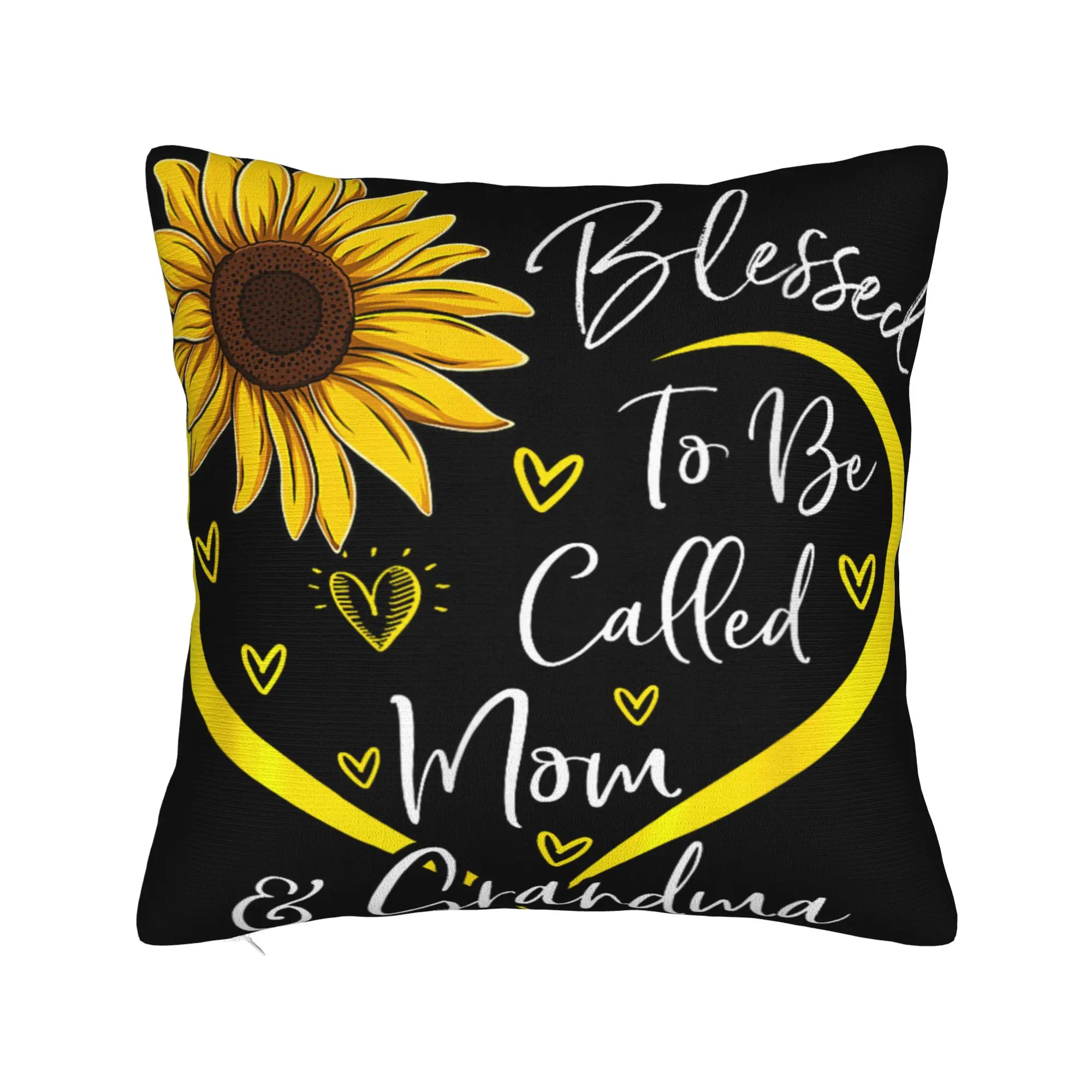 Blessed To Be Called Mom And Grandma Mother's Day Heart Square Pillow Case Cushion Covers Pillowcase for Living Room 45x45cm
