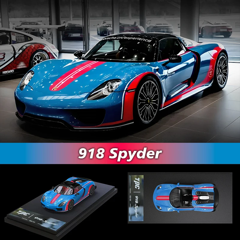 

TPC 1:64 918 Spyder Red Blue Carbon Cap Diecast Diorama Car Model Collection Miniature Carros Toys