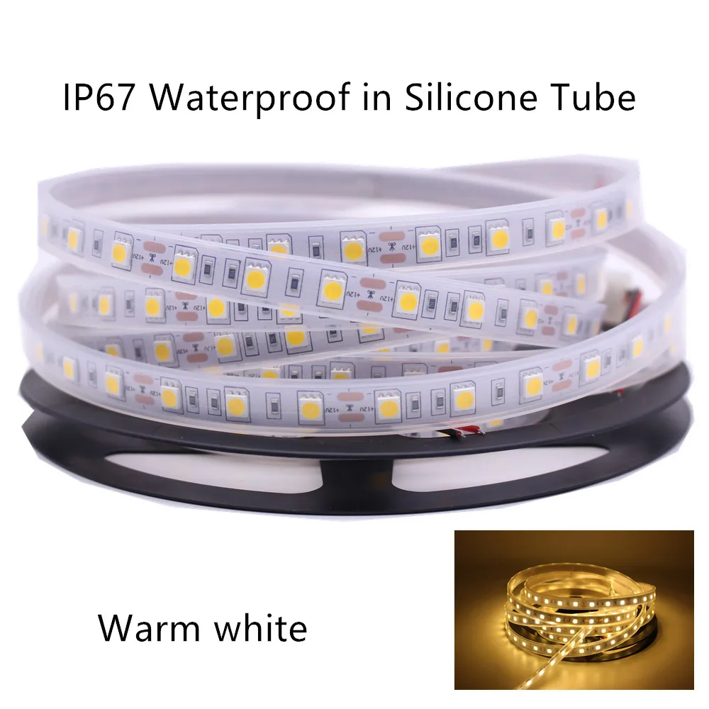 Taśma LED, wodoodporna, ip20 ip65 ip67, ip68, 5050, dc 12v, 24v wysoka jakość, bezpieczeństwo zewnętrzne, rgb, 300leds, 60 leds/m, 5 lamp