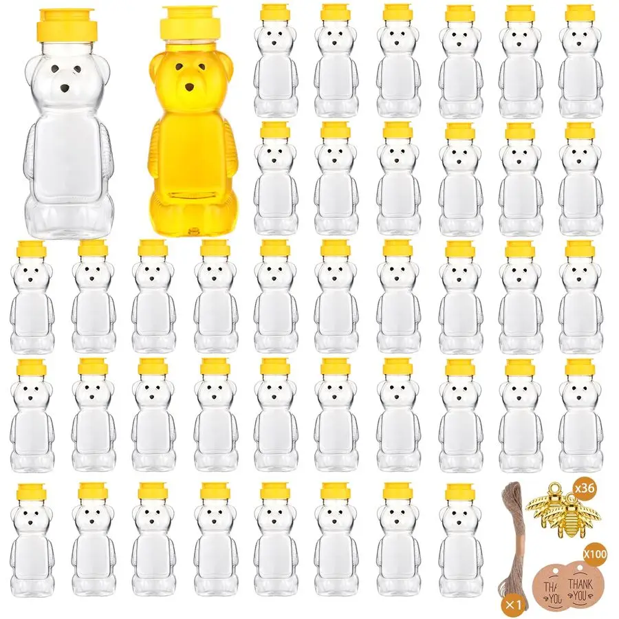 

Plastic Honey Bear Bottle Mini Honey Jars Party Favors Small Honey Bear Bottles with Lids Bear Shape Clear Empty Honey Jar with