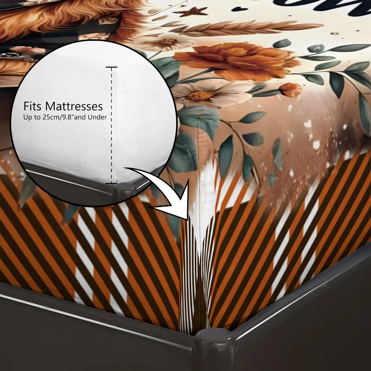 3 قطعة الكرتون المرتفعات البقرة طباعة Coreless غطاء سرير مجموعة متعددة الحجم غطاء السرير غرفة نوم عنبر الفراش الديكور آلة قابل للغسل