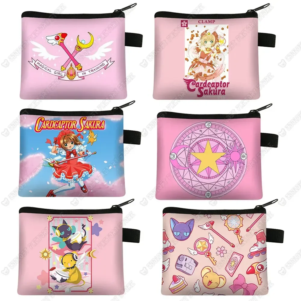 Anime Cardcaptor Sakura porte-monnaie femmes portefeuille petite pochette sac à main mignon argent pièces de monnaie carte de crédit clé écouteur support cadeau